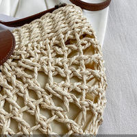 Bolso de paja para mujer, bandolera semicircular hecha a mano de ratán, bolso de mano para viaje y playa - details 20