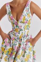 2025 nuevos modelos de primavera y verano, vestido de tirantes ajustado, vestido de temperamento con cuello en V estampado informal europeo y americano - details 6
