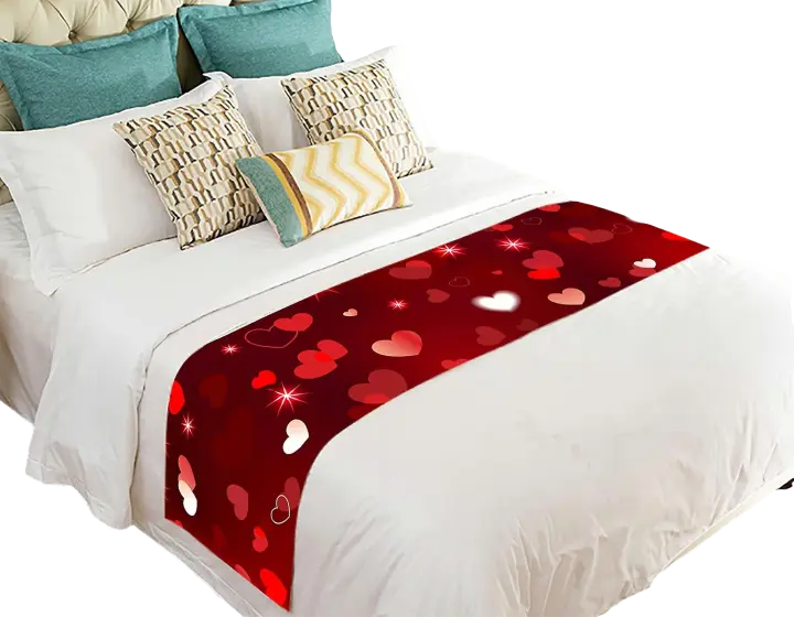 San Valentín Camino de cama brillante Bufanda de cama Decoración de cama 50x241 cm - 1