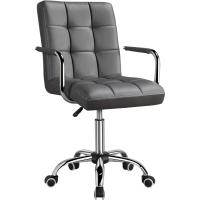 Ruedas Giratorias Silla de Ordenador Ajustable en Altura con Asiento Acolchado Giratorio Silla de Escritorio de Polipiel Carga MAX 120Kg con Respaldo Marrón Claro - details 1