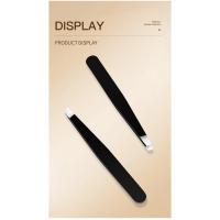Pinzas para cejas negras de acero inoxidable con herramientas de belleza para cejas inclinadas y planas y depilación incorporada - details 11