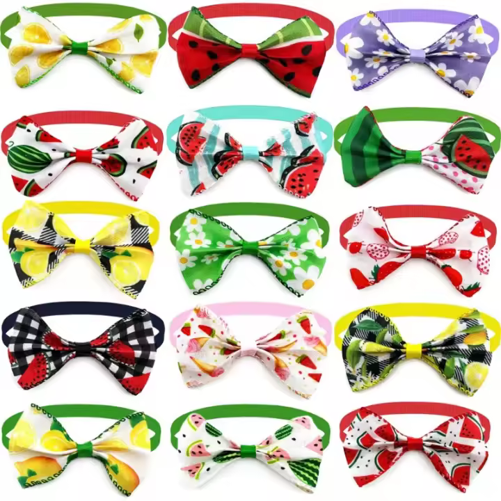 50pcs Corbata de Perro con Patrón de Fruta Collar con Lazo para Cachorros Pequeños - 1
