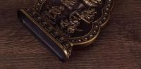 Estilo tibetano de cobre puro que ofrece el antiguo Dios de la riqueza de cinco caminos dorado, adorno de taza de plato de agua - details 9