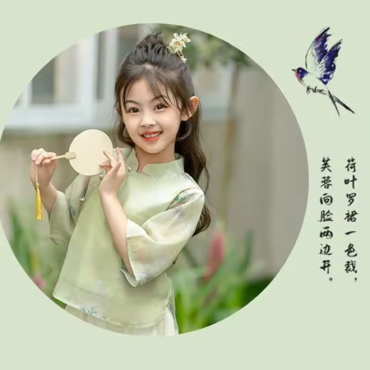 Conjunto de ropa de verano y Tang para niña, vestido de manga corta de estilo occidental, estilo antiguo chino, Hanfu para niño grande 2025 - 1