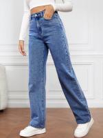 Vaqueros de cintura alta para mujer, pantalones rectos de pierna ancha - details 3
