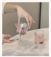 Botella de cristal decorada con mariposas rosas, taza elegante, botella para reuniones familiares, copa de vino para mujer, mesa de comedor, hervidor de agua - details 4