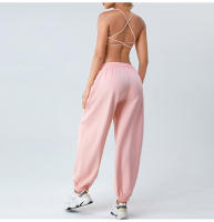 Pantalones de chándal sueltos de cintura alta de primavera para mujer, pantalones largos informales adelgazantes con capa de aire suave para Fitness - details 17