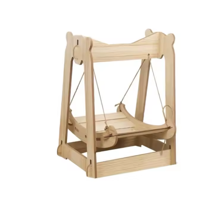 Hamaca con columpio para gatos extraíble, hamacas de madera lavables de doble capa para cachorros, muebles colgantes divertidos para dormir para gatos, sala de estar - 1