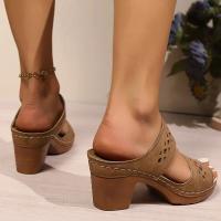Sandalias de Tacón Grueso Retro con Espacio Hueco Zapatillas de Tacón Alto Ligereas para Mujer - details 4