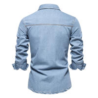 Camisa vaquera lavada de alta calidad para hombre, camisa informal de manga larga de algodón, otoño 2024 - details 2
