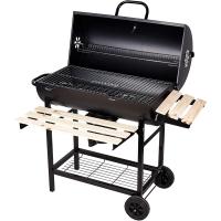 Parrilla de Carbón con Ruedas para Jardín Exterior BBQ Soportes Faciles de Movimiento, 2 Estantes de Madera Plegables para Almacenar Comidas 101×70.5×94.5CM - details 0