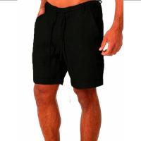 KB 2024 nuevos pantalones cortos de algodón para hombre, pantalones de lino de Color sólido transpirables de verano para hombre, ropa de calle Fiess S-3XL - details 6