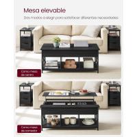 Mesa de Central con Tablero Elevable Estilo Rústico Marrón y Negro Ideal para Dormitorio con Espacio Abierto y Oculto Forma de X - details 12