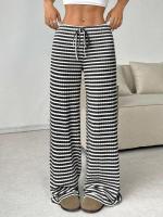 Pantalones de Algodón con Rayas para Mujer Cintura Elástica, Talla Única, Novedad de Otoño - details 21
