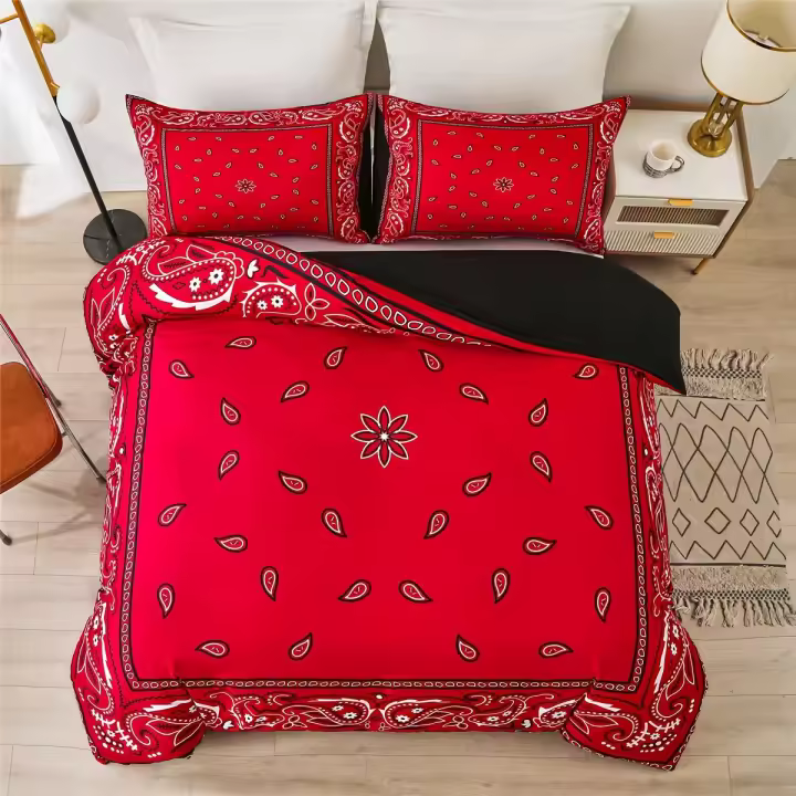 Juego de funda de edredón impresa con estampado de cachemira, 1 o 2 fundas de almohada, 2/3 unidades - 1