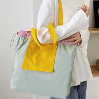 Bolso de compras plegable de color, bolso de bolsillo respetuoso con el medio ambiente de gran capacidad, bolso de mano con cordón impermeable reutilizable para niñas - details 11