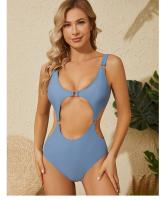 Monokini ahuecado para mujer, bañador de Color sólido, traje de baño Sexy de una pieza, microbikini ajustado, 2024 - details 7