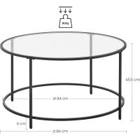 Mesa de Centro Redonda, Mesa de Cristal con Marco de Acero, Mesa de Salón, Mesa de Café - details 11