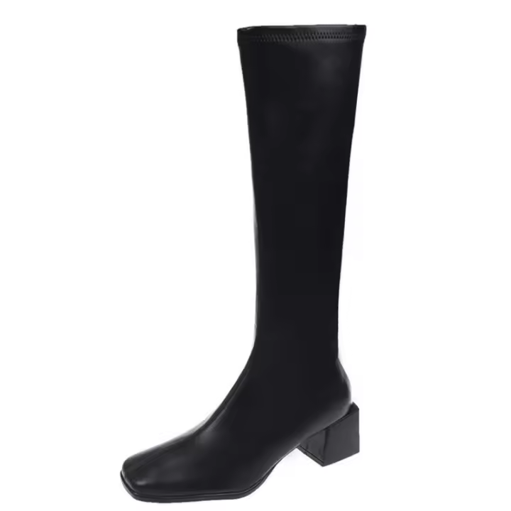 Botas De Tacón Cuadrado De Moda Para Mujer, Botas De Cabeza Cuadrada De Tacón Alto De Pila Alta - 1