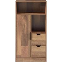 Mueble auxiliar de baño con 4 compartimentos, 2 cajones, armario midi con puerta, mueble bajo para dormitorio, aglomerado, tirador de metal. - details 2