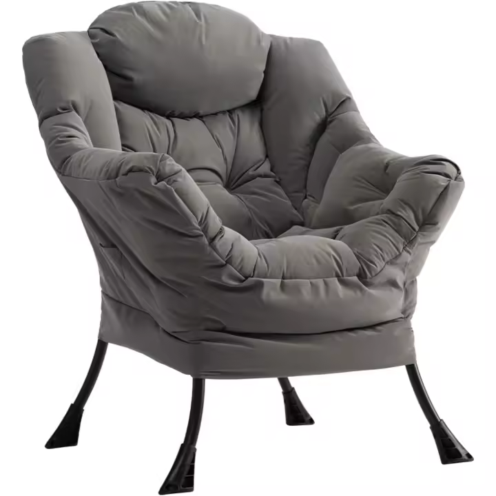 Sillón Relax Sillon Lectura Dormitorio Tejido Impermeable Cómodas Butacas de Salón Silla en Metal, Gris - 1