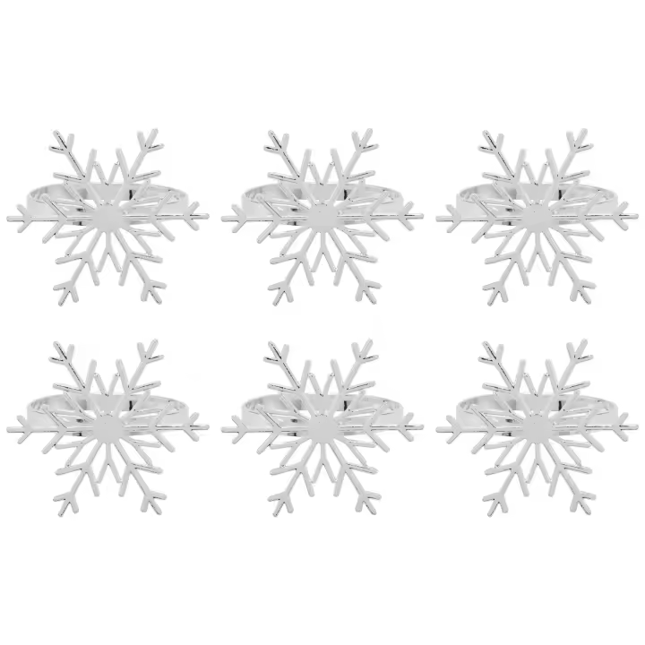 Anillos de servilleta de copo de nieve de Navidad, soporte de servilletas de copo de nieve para decoración de mesa de vacaciones de Navidad, 6 piezas - 1