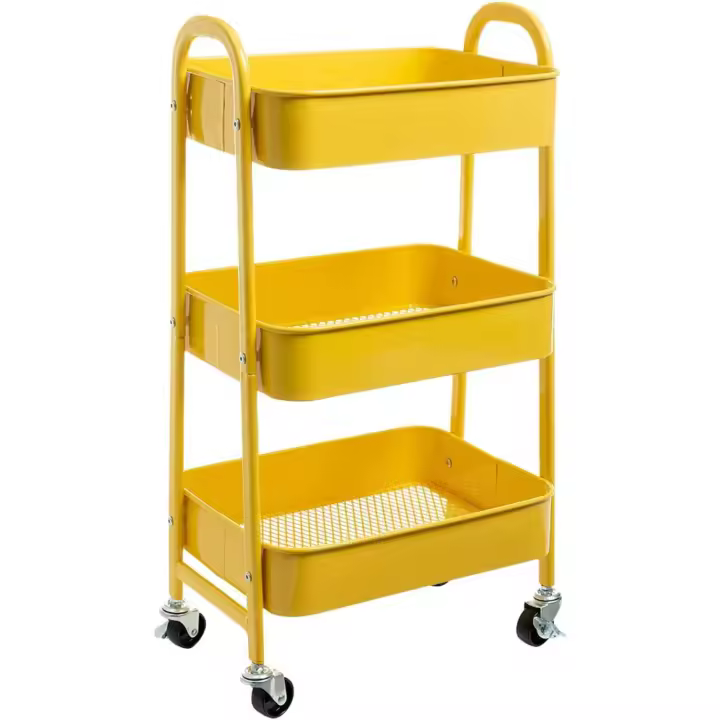 Carro de Almacenamiento de Tres Niveles con Ruedas Carro Auxiliar para Cocina, Oficina, Baño - 1