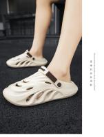 Sandalias que usan los hombres en verano, antideslizantes de suela gruesa, zapatos con orificios con sensación de mierda para conducir, geniales zapatillas de bolsa de gran tamaño de doble propósito de playa - details 4