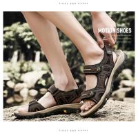Sandalias de Cuero Genuino para Hombre Novedad de Verano, Talla Grande 38-48, Zapatos Casuales para Exteriores - details 15