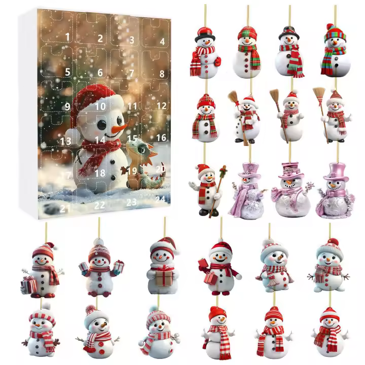 Advent 2024, Piezas de muñeco de nieve navideño, Calendario de cuenta regresiva de 24 días - 1