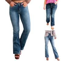 Vaqueros informales clásicos elásticos para mujer, pantalones vaqueros micro acampanados holgados de talla grande a la moda, ajustados y elásticos - details 0