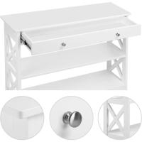 Mueble Auxiliar Vintage Consola Recibidora Estrecha Cajón Gran para Sala Diseño de Pasillo Blanco - details 4