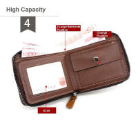 Cartera corta con cremallera para hombre, tarjetero informal de cuero PU con bolsillo para monedas - details 15
