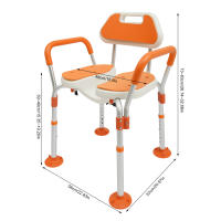Silla de ducha de altura ajustable con respaldo, reposabrazos, silla de baño para personas con discapacidad - details 1