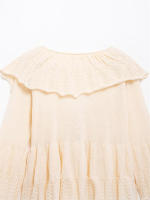 OUWU- Moda Para Mujer Con Botón, Jersey De Punto Con Volantes Beige, Suéter Vintage Con Cuello En V Y Mangas Largas, Tops Elegantes Para Mujer - details 3