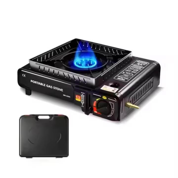 Cocina de gas ideal para cocinar en el camping. Compatible con cartucho o bombona. Con red a prueba de viento y estuche de transporte. - 1