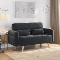 Sofá de Tela Morno Diseño de 2 Plazas Tamaño 116.5X73.5 cm Cojines Lumberos Incluidos Max 158 KG - details 1