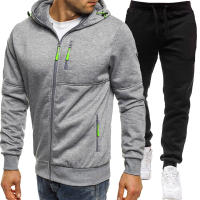 Conjunto de ropa deportiva para hombre, chaqueta de manga larga, pantalones con capucha, cárdigan estampado informal, Otoño, 2 piezas - details 6
