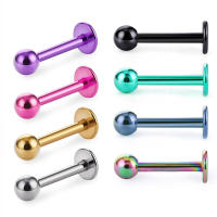 Piercing de acero inoxidable para la nariz para hombre y mujer, Piercing de labios, Barra de Labret colorida, 2 piezas, 316L - details 0