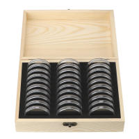 Caja De Almacenamiento Para Monedas De Madera Antioxidante Con Espuma Ajustable Para Colección De Monedas Commemorative - details 6