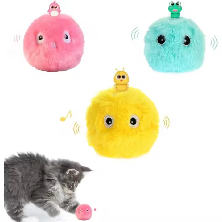 3 Pelotas de Juguete para Gatos con Hierba Gatera, Juguete Interactivo con Sonidos de Pájaros, para Morder y patinar, Adecuado J - 1