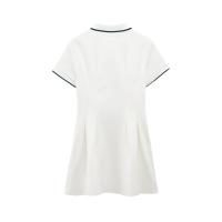 Vestido de verano de manga corta con cuello de solapa acanalado, elegante, sencillo, con dobladillo ancho ondulado estilo universitario PB&ZA2025 para mujer - details 2