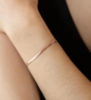 Pulsera para niña, cadena de hueso de serpiente, pulsera de acero inoxidable para niña chapada en oro de 18k y hoja ancha de plata de oro rosa para - details 7