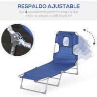 Silla de Jardín Plegable azul Respaldar ajustable en 5 niveles para Playa 182x56x28 cm - details 3