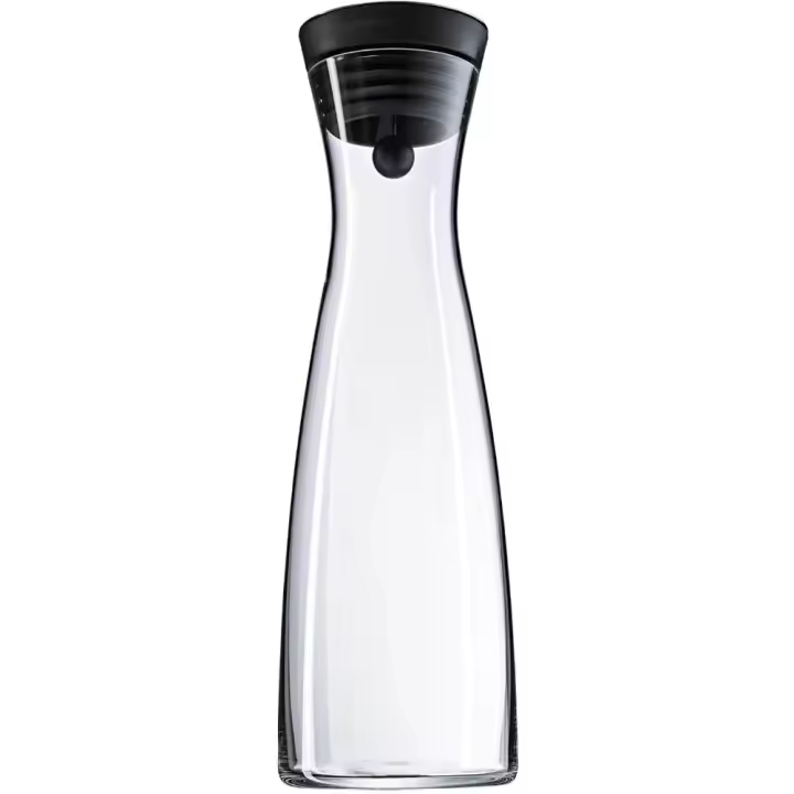Basic - Botella de Agua de Cristal, 1,5L, Sistema de cierre, Altura 32,7 cm, Anchura 11,3 cm, Sin Accesorios, Negro - 1