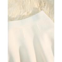 Faldas para mujer de punto con volantes Vintage sólido Casual faldas de cintura elástica elegante mujer A-Line faldas de cintura alta - details 12