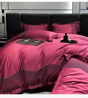 Juego de Ropa de Cama de 4 Piezas en Color Sólido de Algodón Pima Bordado Nuevo para Hotel o Hogar - details 6