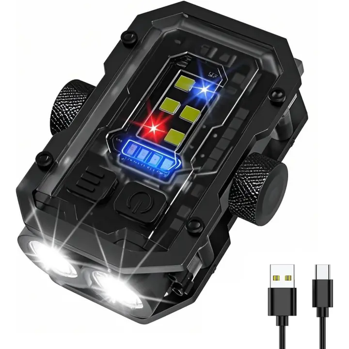 Linterna EDC de bolsillo de 300 lúmenes, 8 modos, mini linterna de llavero de bolsillo, recargable por USB-C, imán trasero, gira para reducir la presión, adecuada para iluminación de emergencia y actividades al aire libre - 1