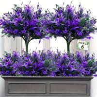Flores Artificiales Vibrantes y Moradas 6pcs Protección UV Vegetación Falsa Realista para Decoración Interior y Exterior Ideal para Colgar en Cajas de Ventana, Jardín y Detalles de Boda - details 1