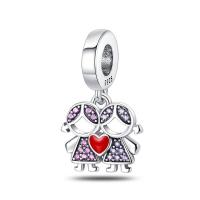 Pulsera de plata de dos tonos con colgante triple celestial de cuentas en forma de corazón para la fabricación de joyas - details 5